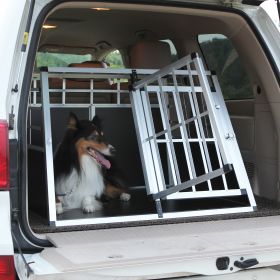 Double Doors Pet Car Transport Cage Aluminium Puppy Travel Crate Box Trapezoidal Kennel Dog Cat Carrier Cage