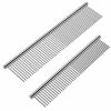 2 Pack Dog Combs with Rounded Ends Stainless Steel Teeth; Cat Comb for Removing Tangles and Knots; Professional Grooming Tool for Long and Short Haire