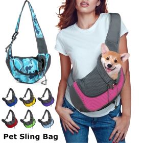 Pet Puppy Carrier S/L Outdoor Travel Dog Shoulder Bag Mesh Oxford Single Comfort Sling Handbag Tote Pouch (Color: Dark Blue, size: L)