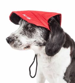 Pet Life 'Cap-Tivating' Uv Protectant Adjustable Fashion Dog Hat Cap (Color: Red, size: large)