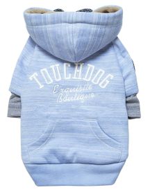 Touchdog Hampton Beach Designer Ultra Soft Sand-Blasted Cotton Pet Dog Hoodie Sweater (Color: Blue, size: small)